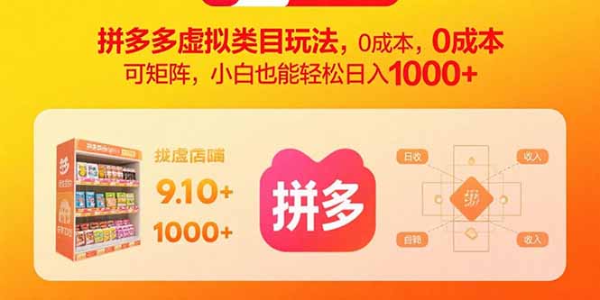 拼多多虚拟类目玩法，0成本，可矩阵，小白也能轻松日入1000+-Ai创业网
