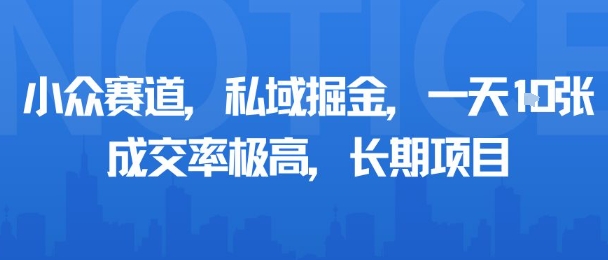 小众赛道，私域掘金，一天多张，成交率极高，长期项目-Ai创业网
