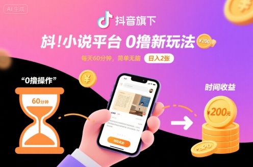 抖音旗下小说平台0撸新玩法，每天挂G60分钟，简单无脑，日入2张【揭秘】-Ai创业网