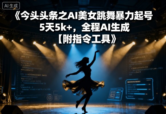 今日头条之AI美女跳舞暴力起号，5天1k+，全程AI生成【附指令工具】-Ai创业网