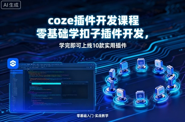 coze插件开发课程，零基础学扣子插件开发，学完即可上线10款实用插件-Ai创业网