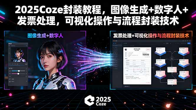 2025Coze封装教程，图像生成+数字人+发票处理，可视化操作与流程封装技术-Ai创业网