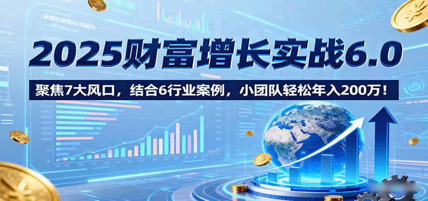2025财富增长实战6.0，聚焦7大风口，结合6行业案例，小团队轻松年入200万！-Ai创业网