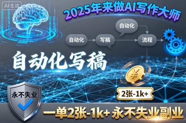 2025年来做AI写作大师，自动化写稿，一单2张-1k+，永不失业副业-Ai创业网