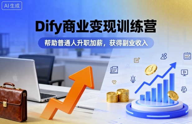 Dify商业变现训练营，帮助普通人升职加薪，获得副业收入-Ai创业网