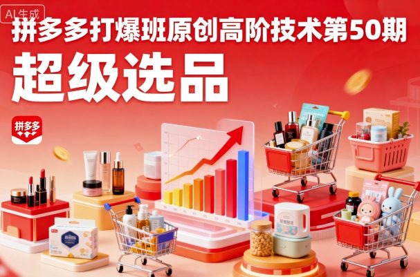 拼多多打爆班原创高阶技术第50期，超级选品-Ai创业网