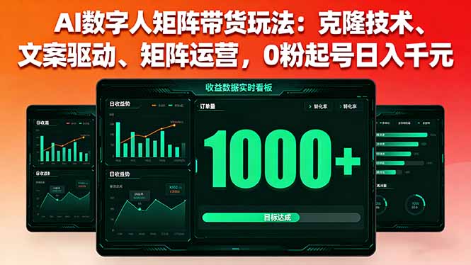 AI数字人矩阵带货玩法：克隆技术、文案驱动、矩阵运营，0粉起号日入千元-Ai创业网