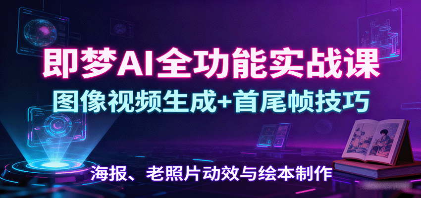 即梦AI全功能实战课：图像视频生成+首尾帧技巧，海报、老照片动效与绘本制作-Ai创业网