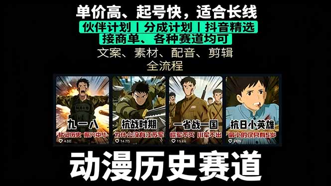历史动漫赛道撸分成：起号、文案、素材、配音、剪辑，单视频收益破万-Ai创业网
