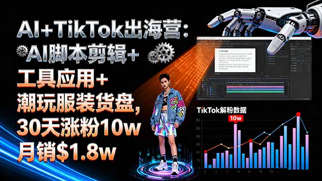 AI+TikTok出海营:AI脚本剪辑+工具应用+潮玩服装货盘,30天涨粉10w月销$1.8w-Ai创业网