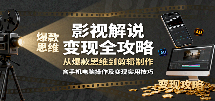 影视解说变现全攻略：从爆款思维到剪辑制作，含手机电脑操作及变现实用技巧-Ai创业网