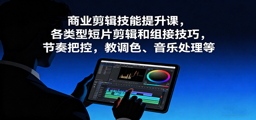 商业剪辑技能提升课，各类型短片剪辑和组接技巧，节奏把控，教调色、音乐处理等-Ai创业网