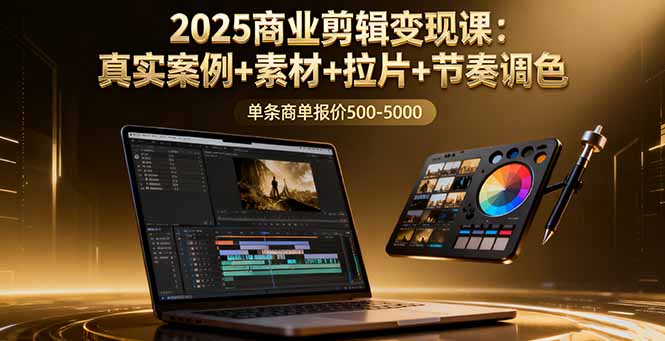 2025商业剪辑变现课：真实案例+素材+拉片+节奏调色，单条商单报价500-5000-Ai创业网