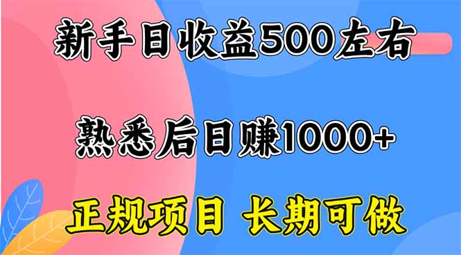 新手日收益500+ 正规项目 长期可做-Ai创业网