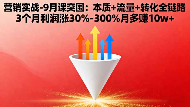 营销实战-9月突围课:本质+流量+转化全链路 3个月利润涨30%-300%月多赚10w+-Ai创业网