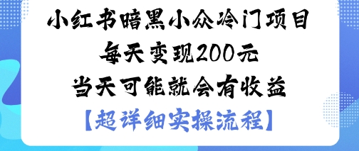小红书暗黑小众冷门项目每天变现2张当天可能就会有收益-Ai创业网