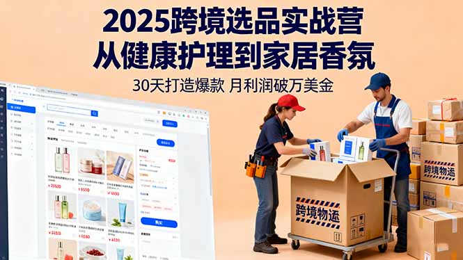 2025跨境选品实战营：从健康护理到家居香氛，30天打造爆款,月利润破万美金-Ai创业网