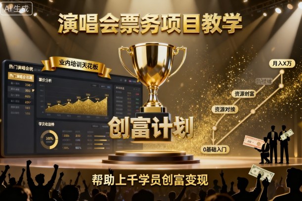 演唱会票务项目教学，业内培训天花板，帮助上千学员创富变现(更新)-Ai创业网