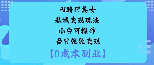 AI骑行美女私域变现玩法小白可操作当日就能变现-Ai创业网