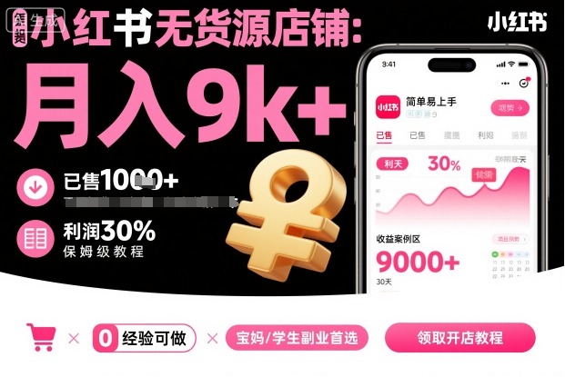 小红书无货源店铺项目，简单易上手，月入9k+，保姆级教程-Ai创业网