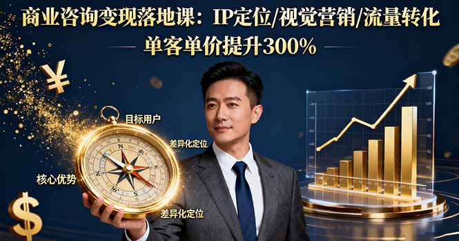 商业咨询变现落地课：IP定位/视觉营销/流量转化，单客单价提升300%-Ai创业网