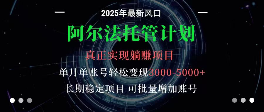 阿尔法托管计划 单账号月入3000-5000，长期稳定项目，新手小白轻松上手-Ai创业网