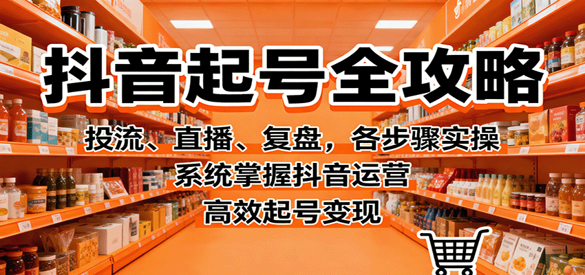 抖音起号全攻略，投流、直播、复盘，各步骤实操，系统掌握抖音运营，高效起号变现-Ai创业网