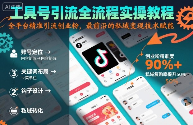 工具号引流全流程保姆级实操教程，全平台精准引流创业粉，最前沿的私域变现技术赋能-Ai创业网