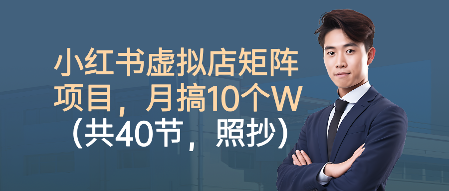 小红书虚拟店矩阵项目，月搞10W(共40节，照抄照做)-Ai创业网