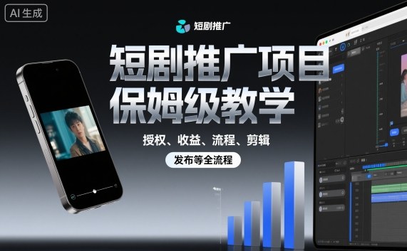 短剧推广项目保姆级教学，授权、收益、流程、剪辑，发布等全流程-Ai创业网