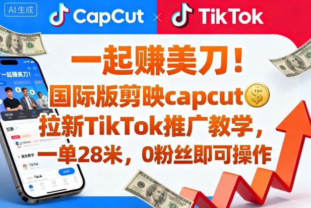 一起賺美刀！国际版剪映capcut拉新TikTok推广教学，一单28米，0粉丝即可操作(附推广入口和教学)-Ai创业网