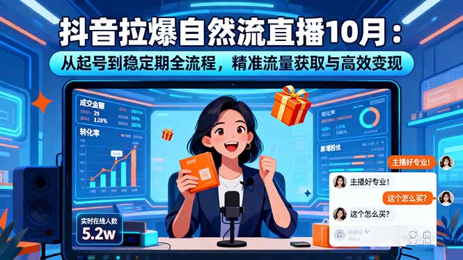 抖音拉爆自然流直播10月：从起号到稳定期全流程，精准流量获取与高效变现-Ai创业网