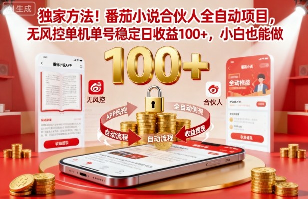独家方法！番茄小说合伙人全自动挂G项目，无风控单机单号稳定日收益100+，小白也能做【揭秘】-Ai创业网
