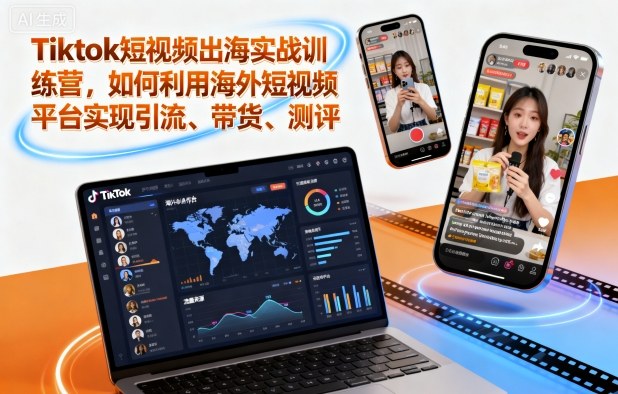 Tiktok短视频出海实战训练营，如何利用海外短视频平台实现引流、带货、测评-Ai创业网