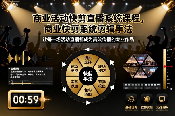 商业活动快剪直播系统课程，商业快剪系统剪辑手法-Ai创业网