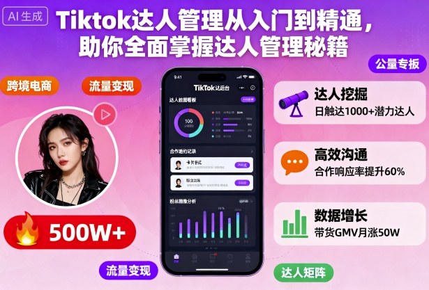 Tiktok达人管理从入门到精通，助你全面掌握达人管理秘籍-Ai创业网