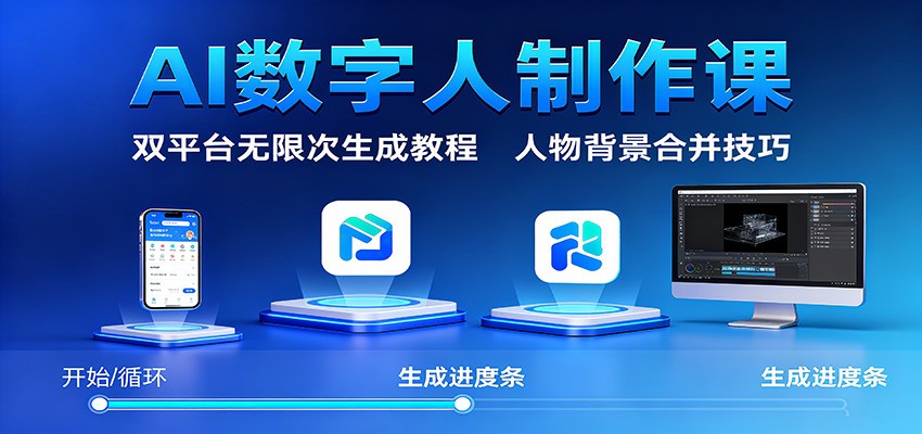 AI数字人制作课：双平台无限次生成教程，人物背景合并技巧-Ai创业网