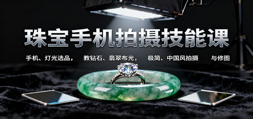 珠宝手机拍摄技能课:手机、 灯光选品，教钻石、翡翠布光，极简、中国风拍摄与修图-Ai创业网