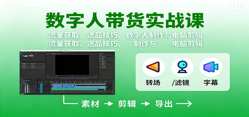数字人变现实战课：流量获取、选品技巧、数字人制作与电脑剪辑-Ai创业网