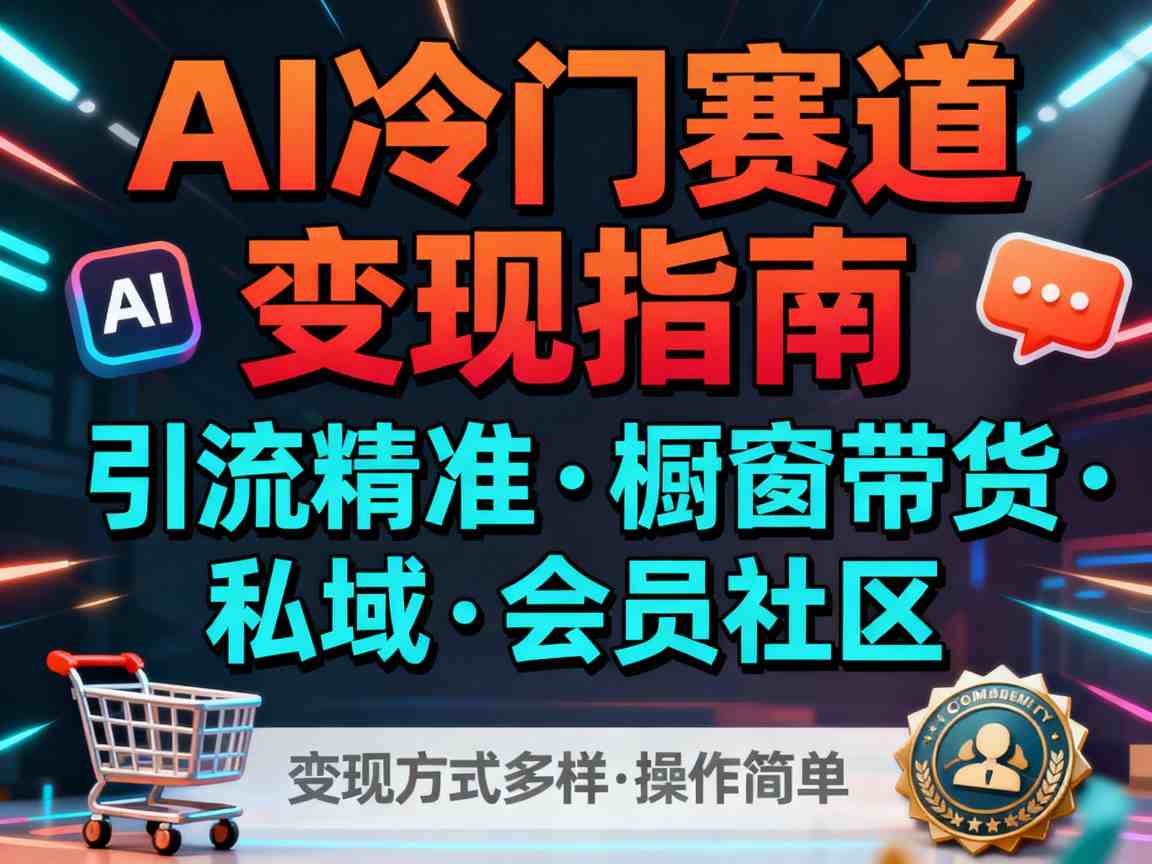 AI冷门赛道，引流精准，橱窗带货+私域+会员社区，变现方式多样，操作简单-Ai创业网