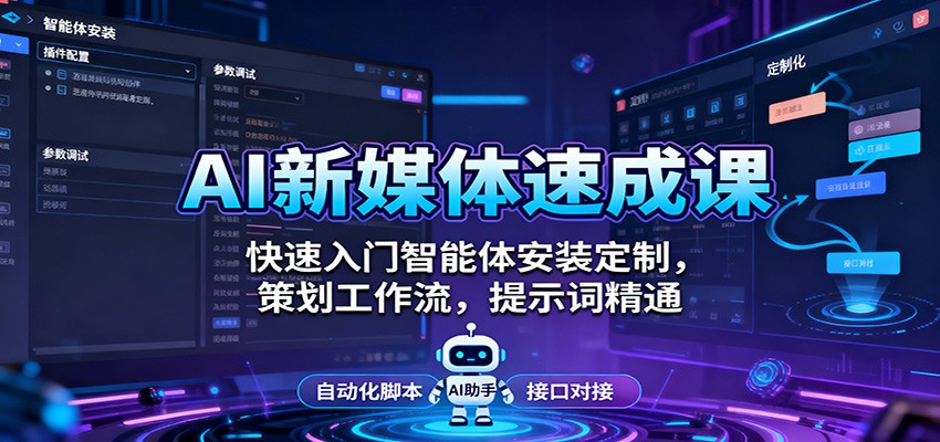AI新媒体速成课：快速入门智能体安装定制，策划工作流，提示词精通-Ai创业网