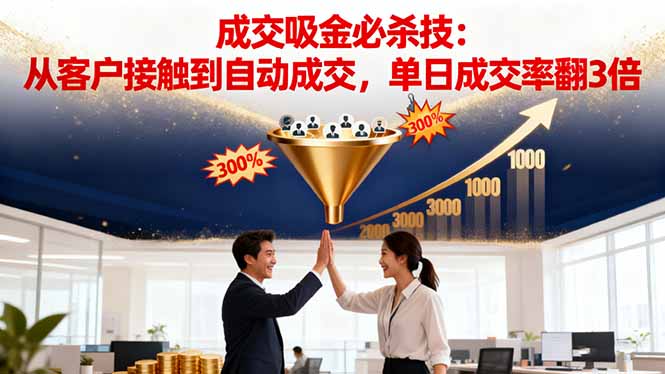 吸金成交营销必杀技：从客户接触到自动成交，单日成交率翻3倍-Ai创业网