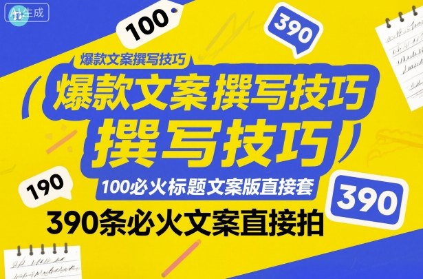 爆款文案撰写技巧，100个必火标题文案模版直接套，390条必火文案直接拍-Ai创业网