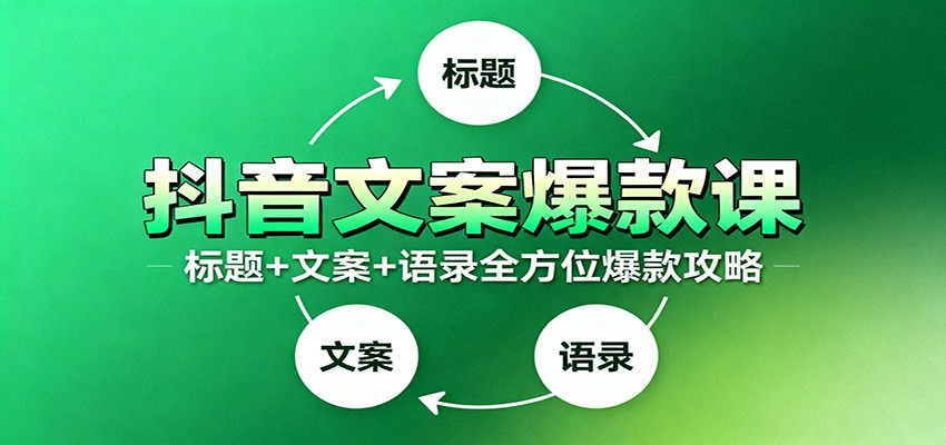 抖音文案爆款课：9大标题绝招，各类型必火文案，100条万能文案情感语录-Ai创业网