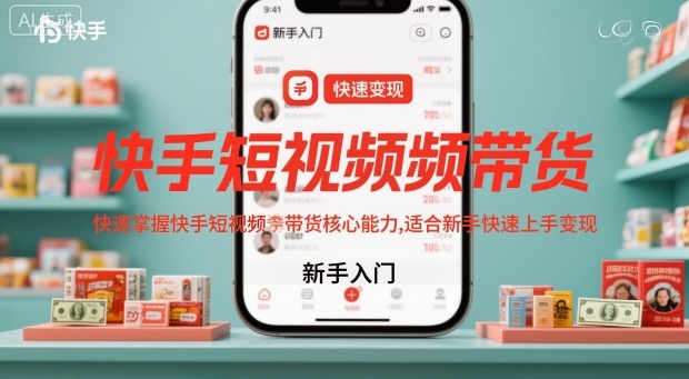 快手短视频带货，快速掌握快手短视频带货核心能力，适合新手快速上手变现-Ai创业网