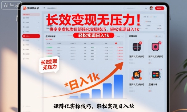 长效变现无压力！拼多多虚拟类目矩阵化实操技巧，轻松实现日入1k【揭秘】-Ai创业网