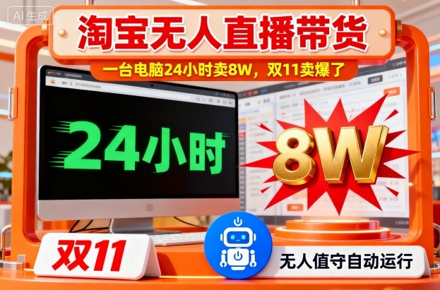 淘宝无人直播带货，一台电脑214小时卖8W，双11卖爆了【揭秘】-Ai创业网