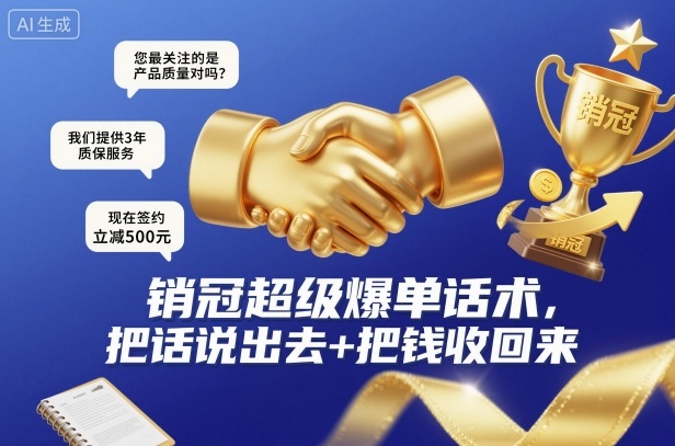 销冠超级爆单话术，把话说出去+把钱收回来-Ai创业网