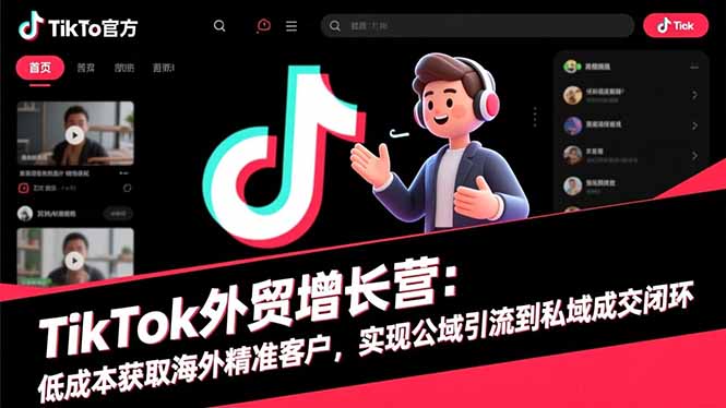 TikTok外贸增长营：低成本获取海外精准客户，实现公域引流到私域成交闭环-Ai创业网