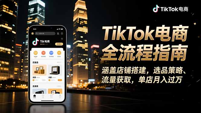 TikTok电商全流程指南，涵盖店铺搭建、选品策略、流量获取，单店月入过万-Ai创业网